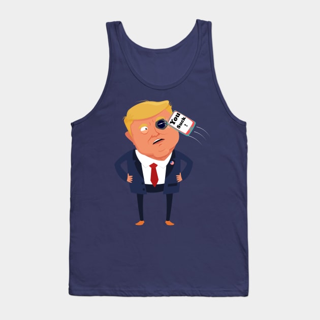 Cell phone thrown on trump Tank Top by Yaman